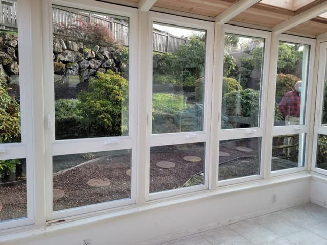 Rob inspecting a newly installed Ampro sunroom